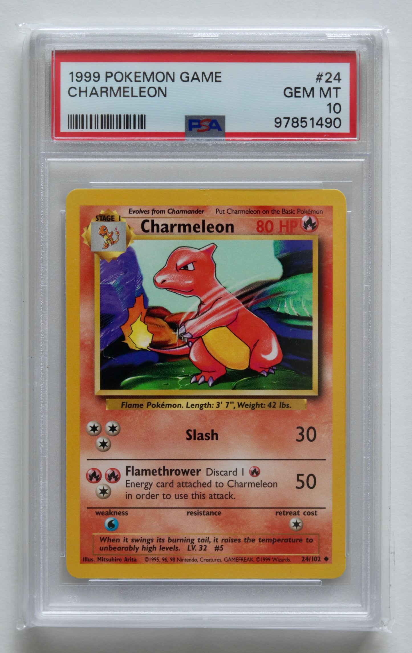 PSA 10 Charmeleon Base Set 24/102 Pokémon TCG - Unlimited